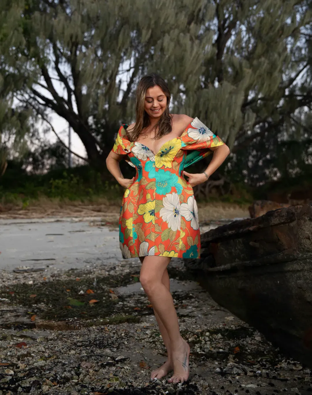 Alemais Piato Sculpt Mini Dress Marigold Multi Floral Size 14 for rent on The Volte - main image