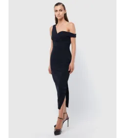 Mossman Virtuous One-Shoulder Midi Dress Navy Size 6 for rent on The Volte - image 2