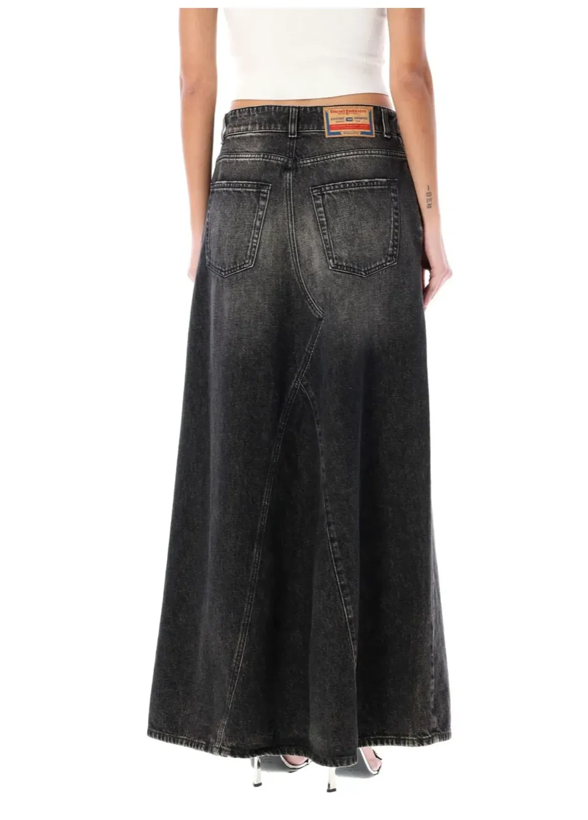 Diesel De-Pago-S3 Denim Maxi Skirt 2 Black Size 10 - Image 3
