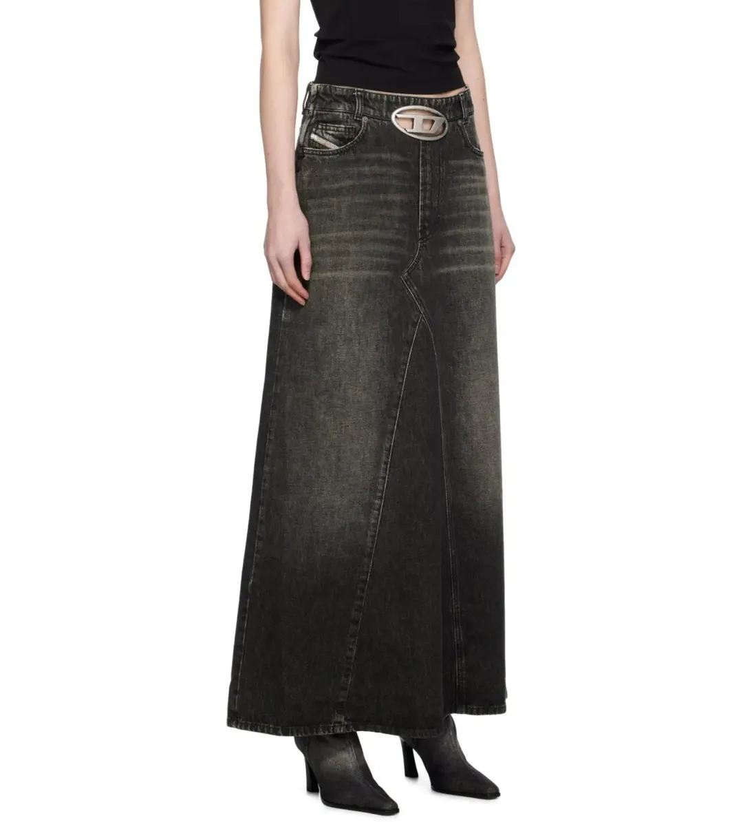 Diesel De-Pago-S3 Denim Maxi Skirt 2 Black Size 10 for rent on The Volte - main image