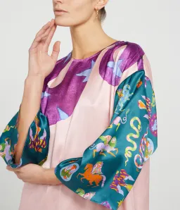 Alemais Superhero Silk Satin Midi Dress Multi Print Size 16 for rent on The Volte - image 2