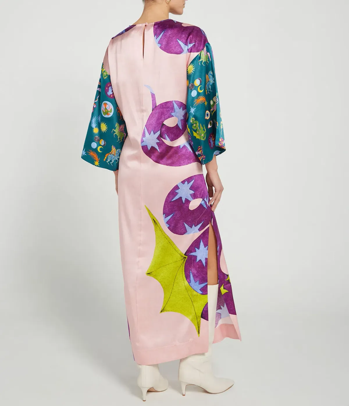 Alemais Superhero Silk Satin Midi Dress Multi Print Size 16 - Image 5