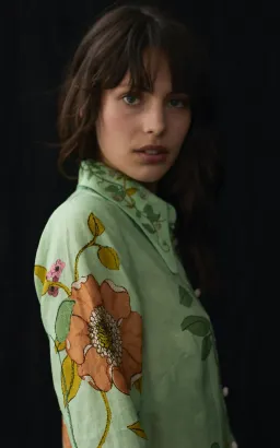 Alemais Olivia Floral Linen Maxi Shirt Dress Green Size 16 for rent on The Volte - image 7