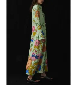Alemais Olivia Floral Linen Maxi Shirt Dress Green Size 16 for rent on The Volte - image 4