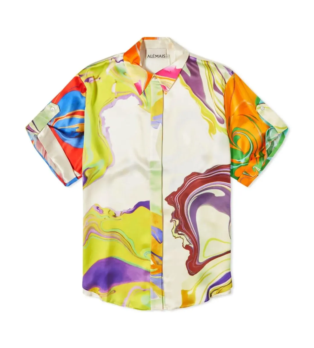 Alemais Luca Silk Shirt and Short Set Multi Size 16 for rent on The Volte - main image