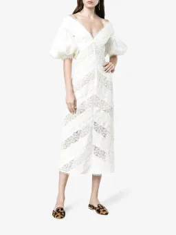 Zimmermann Painted Heart Chevron Midi Dress in White Size 2 / AU 12 for rent on The Volte - image 2