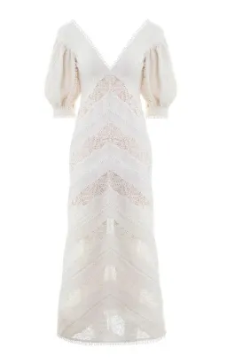 Zimmermann Painted Heart Chevron Midi Dress in White Size 2 / AU 12 for rent on The Volte - image 4