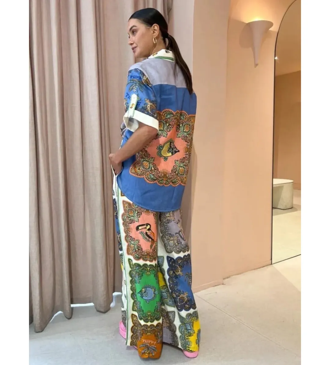 Alemais Troppo Trippy Shirt Size 12 and Pant Set Multi Size 14 for rent on The Volte - main image