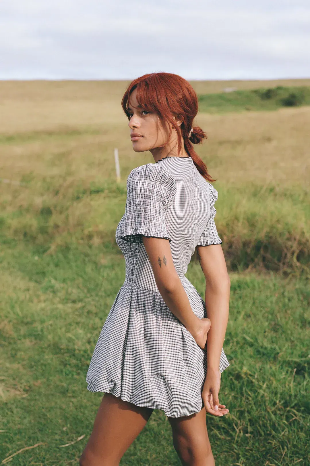 Apres Studio Gingham Bubble Mini Dress Print Size S / AU 8 for rent on The Volte - main image