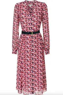 Michael Kors Red Floral Print Midi Shirt Dress AU 4 for rent on The Volte - image 2