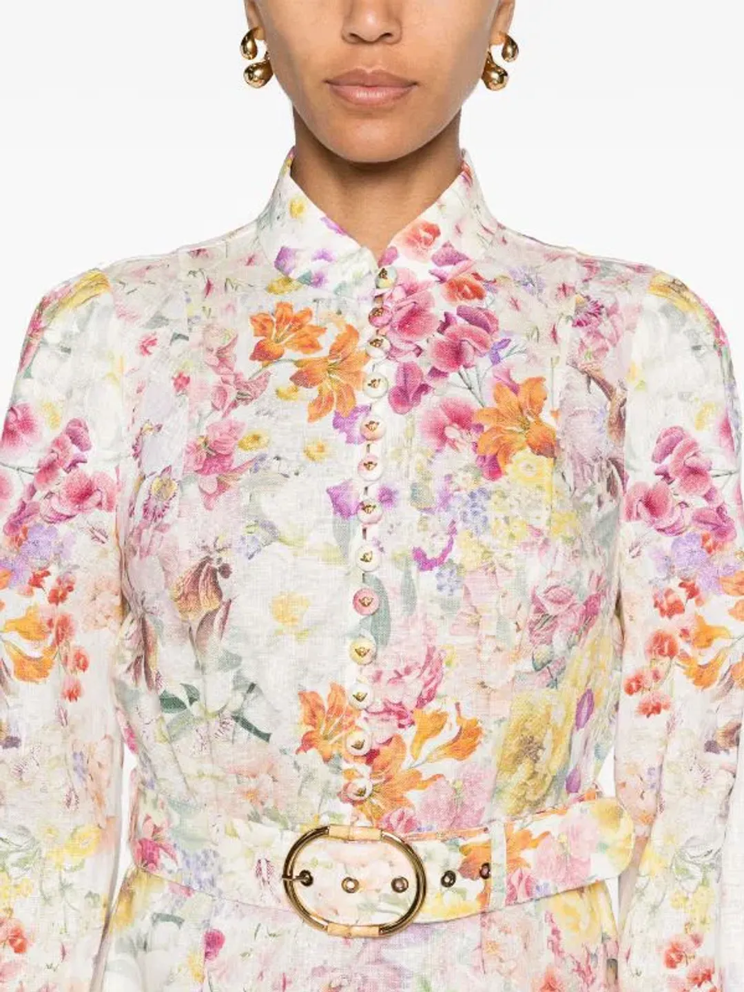 Zimmermann Natura Buttoned Floral Mini Dress Size 2 / AU 12 for rent on The Volte - main image