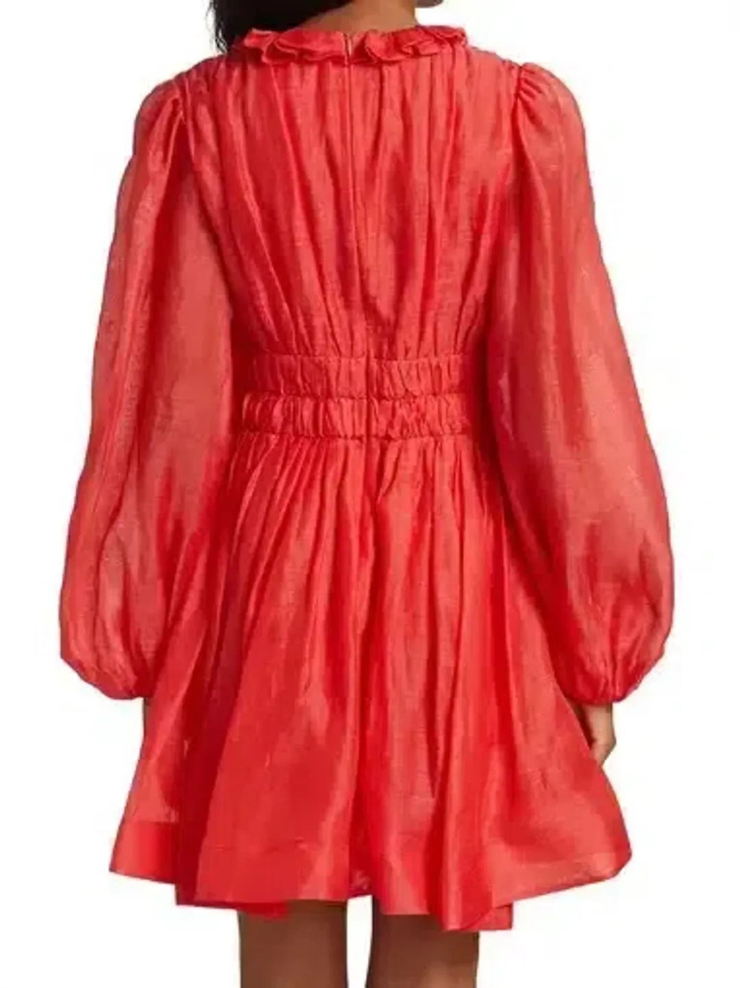 Zimmermann Prima Frill V Neck Mini Dress Red Size 2/Au12 for rent on The Volte - main image