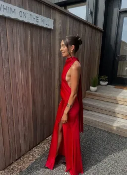 Sau Lee Penelope Backless Satin Gown Red Size 6 for rent on The Volte - image 4