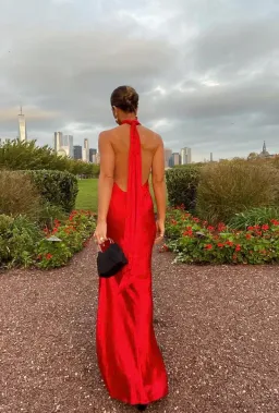 Sau Lee Penelope Backless Satin Gown Red Size 6 for rent on The Volte - image 2