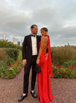 Sau Lee Penelope Backless Satin Gown Red Size 6 for rent on The Volte - image 1