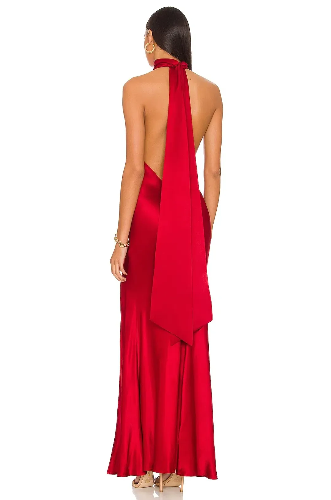 Sau Lee Penelope Backless Satin Gown Red Size 6 for rent on The Volte - main image