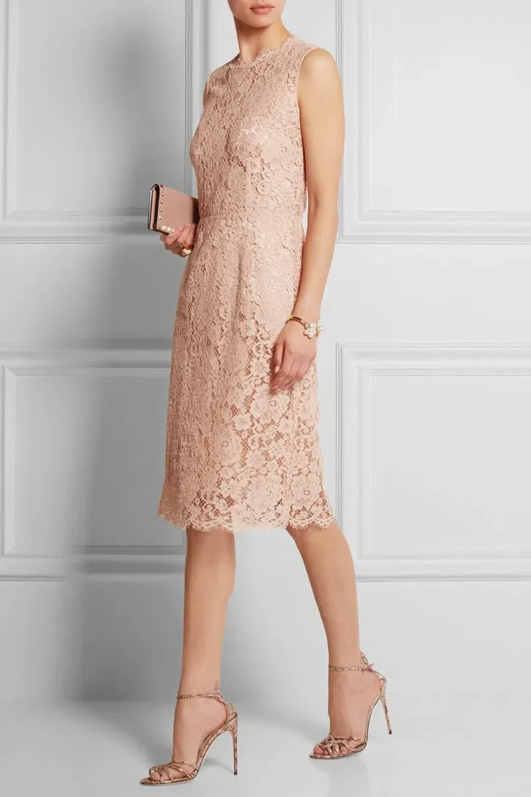 Dolce & Gabbana Floral Lace Sleeveless Dress Pink Size 6 for rent on The Volte - main image