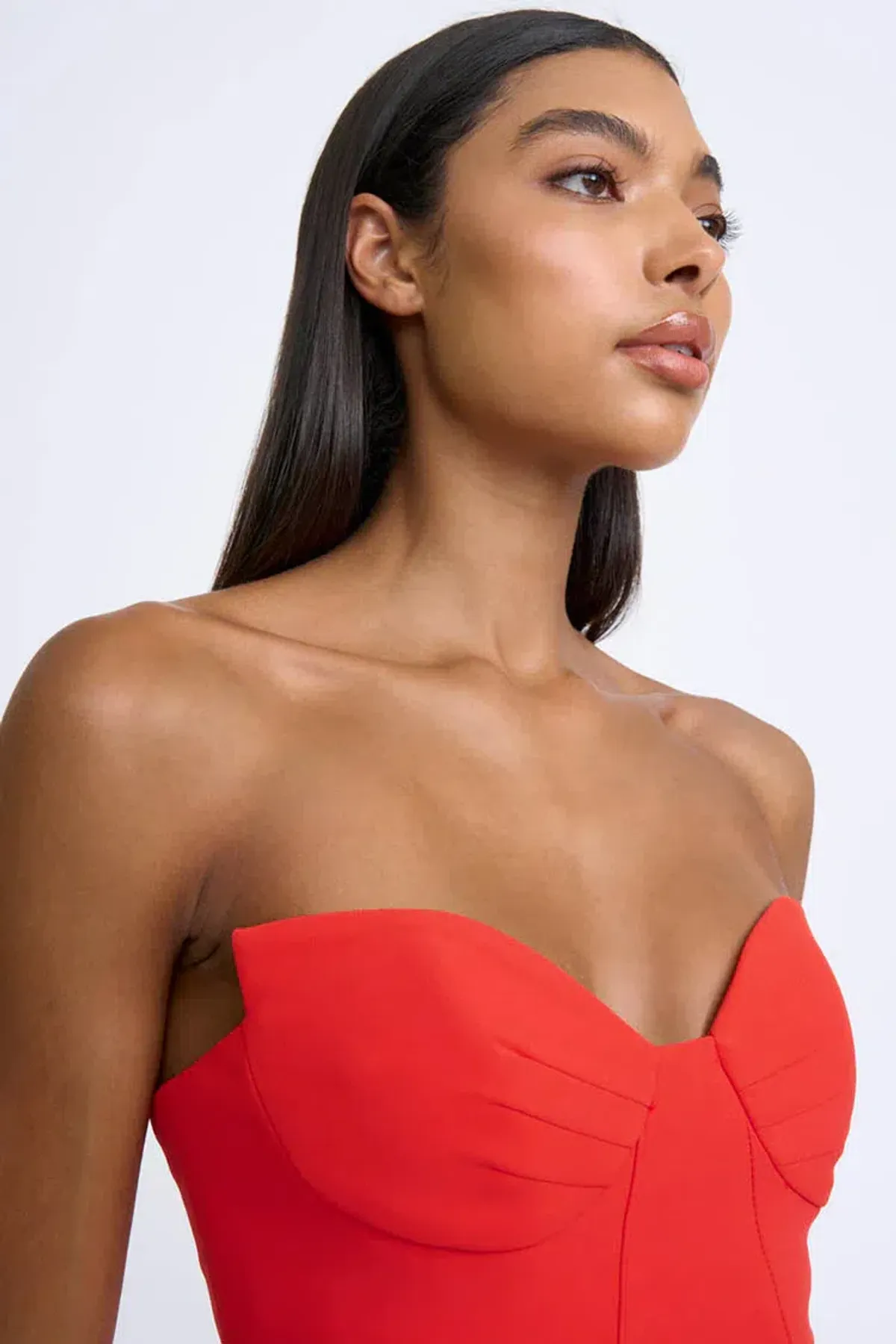 By Johnny Sahana Shell Shape Strapless Midi Dress Red Size 6 - Image 6