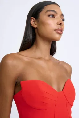 By Johnny Sahana Shell Shape Strapless Midi Dress Red Size 6 for rent on The Volte - image 6