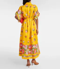 Alemais Belted Floral Linen Shirt Dress Yellow Size 12 for rent on The Volte - image 3