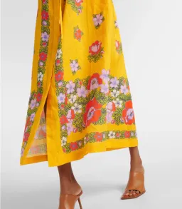 Alemais Belted Floral Linen Shirt Dress Yellow Size 12 for rent on The Volte - image 4