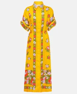 Alemais Belted Floral Linen Shirt Dress Yellow Size 12 for rent on The Volte - image 2