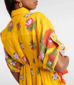 Alemais Belted Floral Linen Shirt Dress Yellow Size 12 for rent on The Volte - image 5