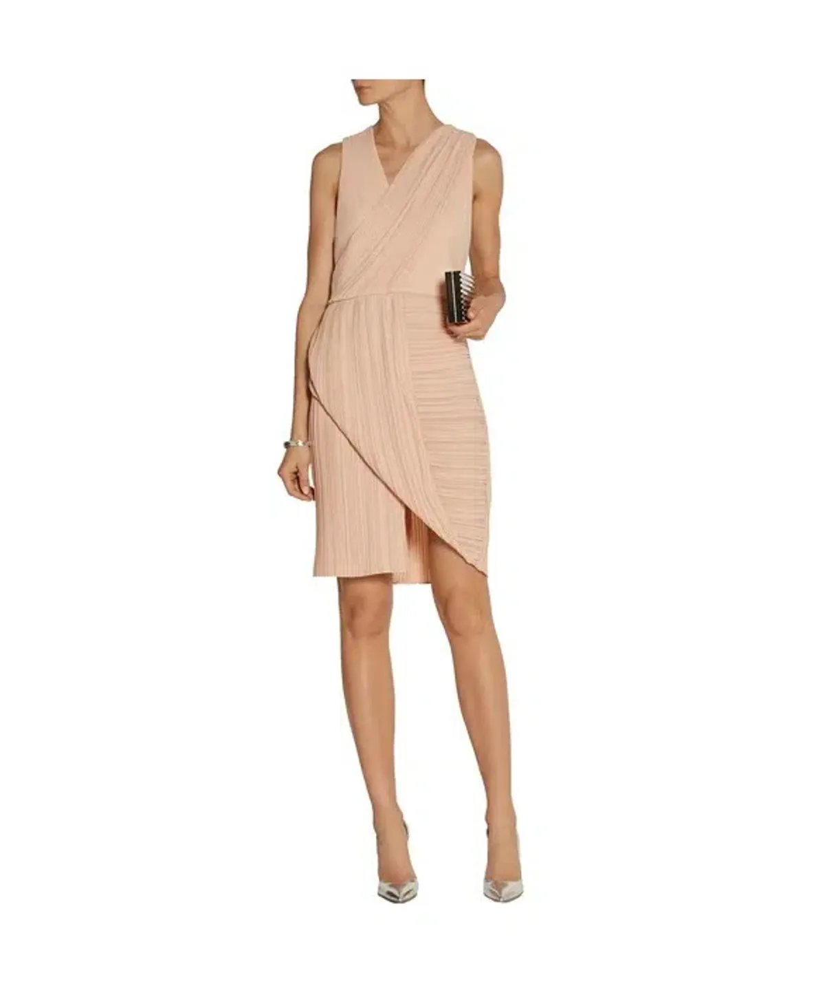 Dion Lee Wrap Effect Plisse Crepe Dress Nude Size 6 - Image 1