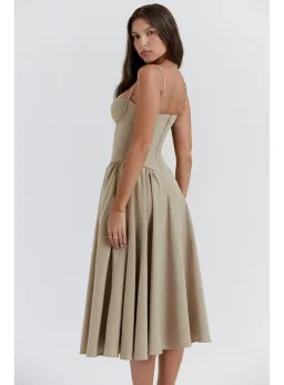 House of CB Samaria Corset Midi Dress Taupe Size 6 for rent on The Volte - image 3