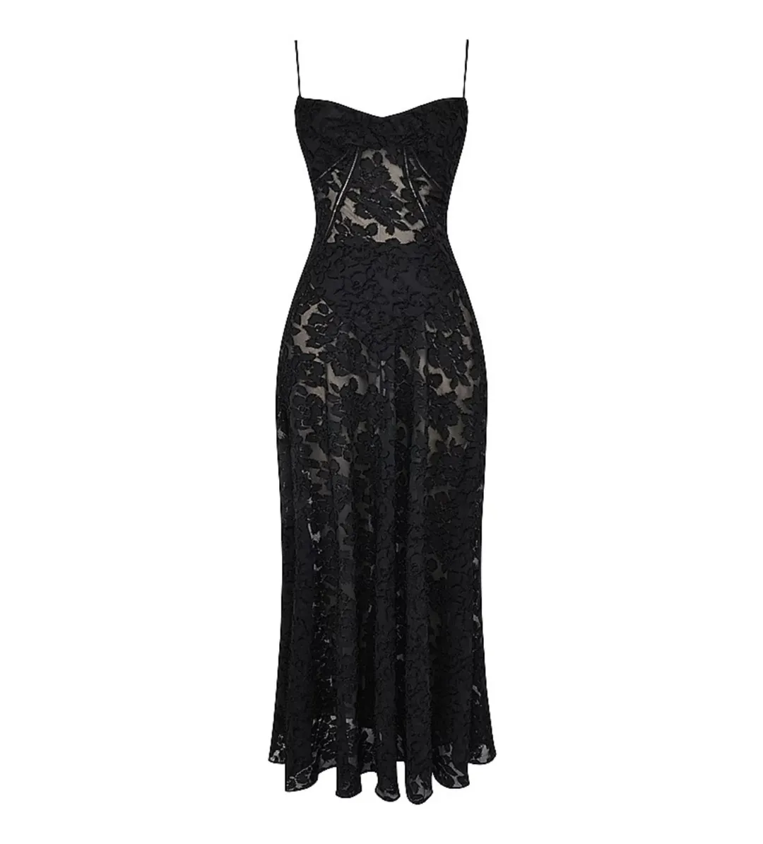 House of CB Seren Black Floral Lace Back Maxi Dress Size M/AU 10 for rent on The Volte - main image