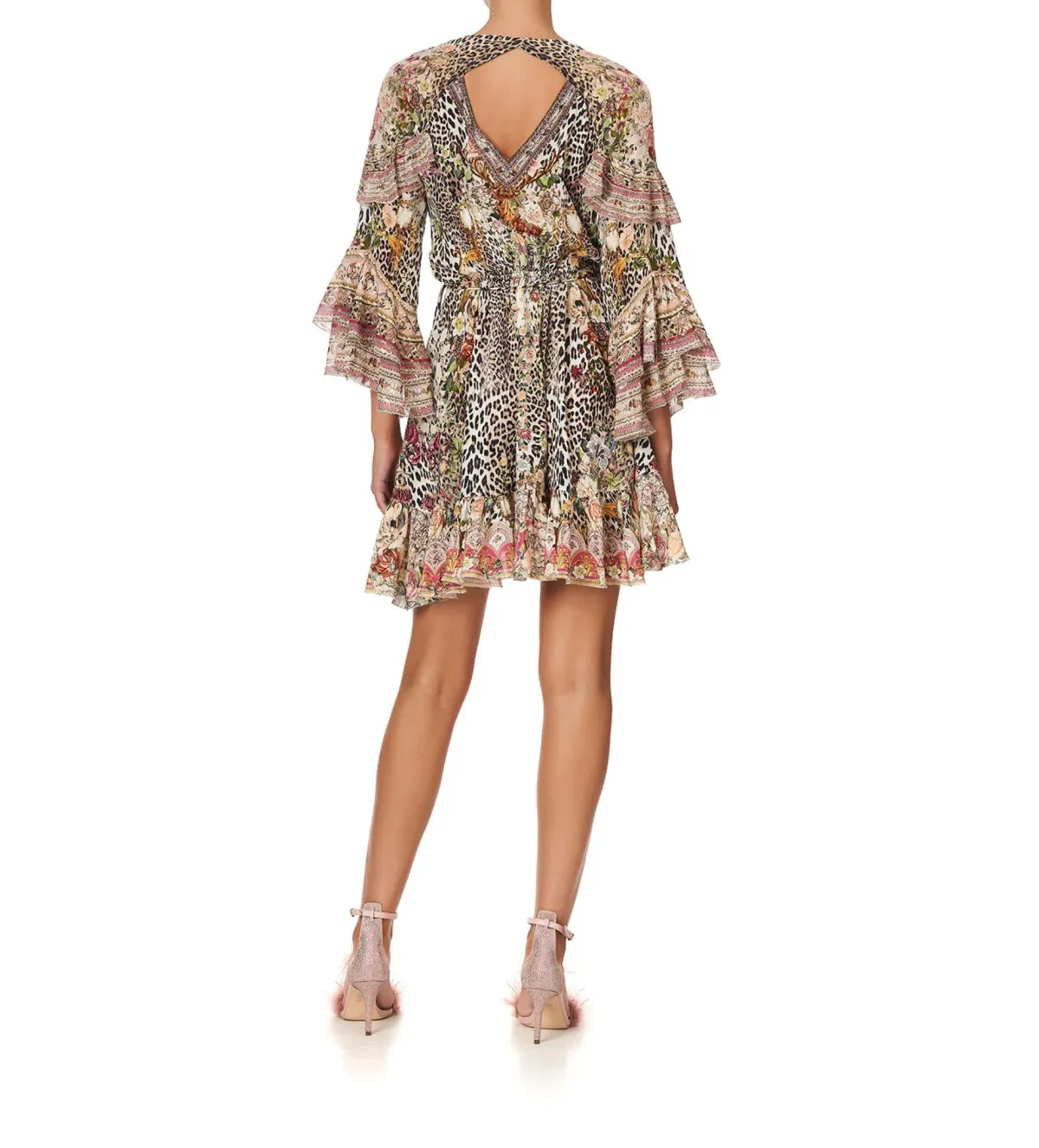 Camilla Anarchy At Annabels Short Wrap Mini Dress With Ruffles Multi Floral Print Size AU 8 - Image 3