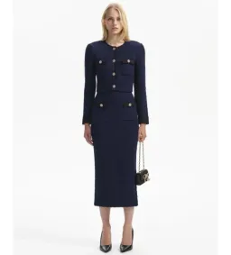 Self Portrait Navy Weave Cropped Cardigan Size M/AU 8 for rent on The Volte - image 1