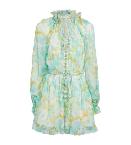Zimmermann High Tide Flutter Embellished Floral-Print Silk-Crepon Playsuit Green Size 1/AU 8 for rent on The Volte - image 6