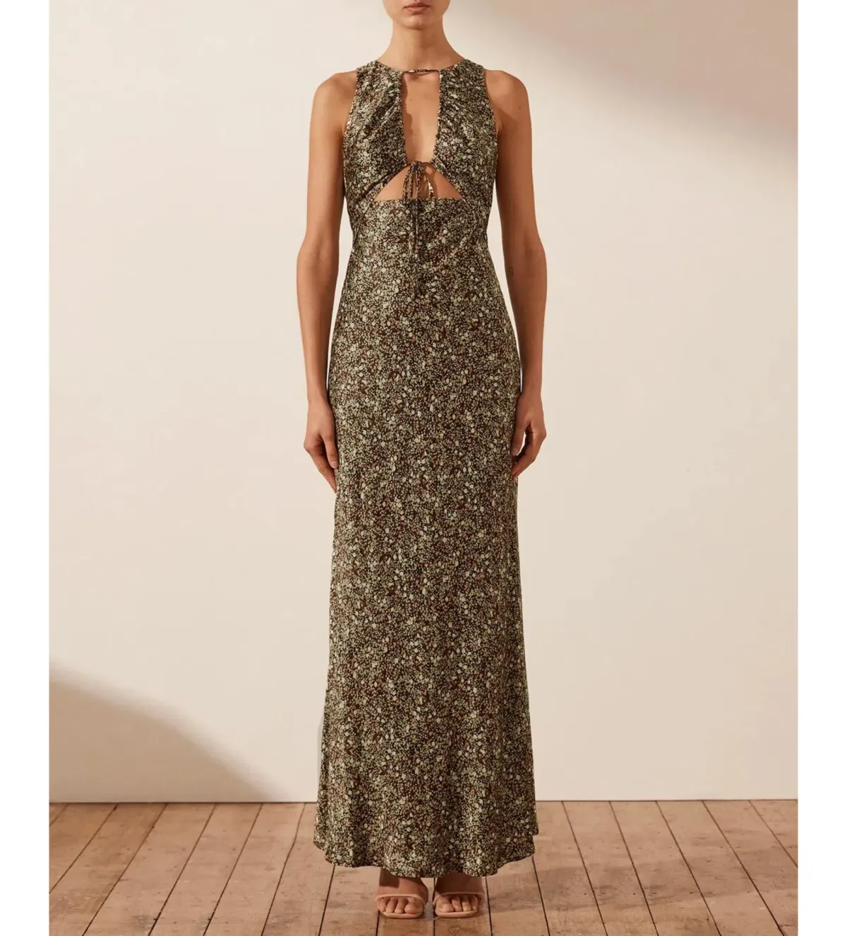 Shona Joy Avriel Cut Out Front Maxi Dress Multi Floral Size AU 8 - Image 1