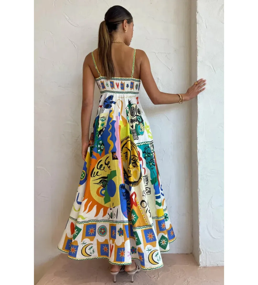 Alemais Soleil Midi Sundress in Ivory Print Size AU 8 for rent on The Volte - main image