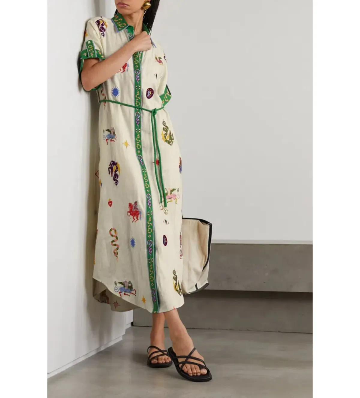 Alemais Seeker Embroidered Midi Shirt Dress Multi Print Size AU 10 - Image 2