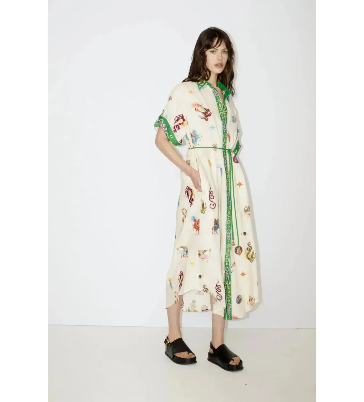 Alemais Seeker Embroidered Midi Shirt Dress Multi Print Size AU 10 - Image 3