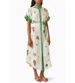 Alemais Seeker Embroidered Midi Shirt Dress Multi Print Size AU 10 for rent on The Volte - image 1