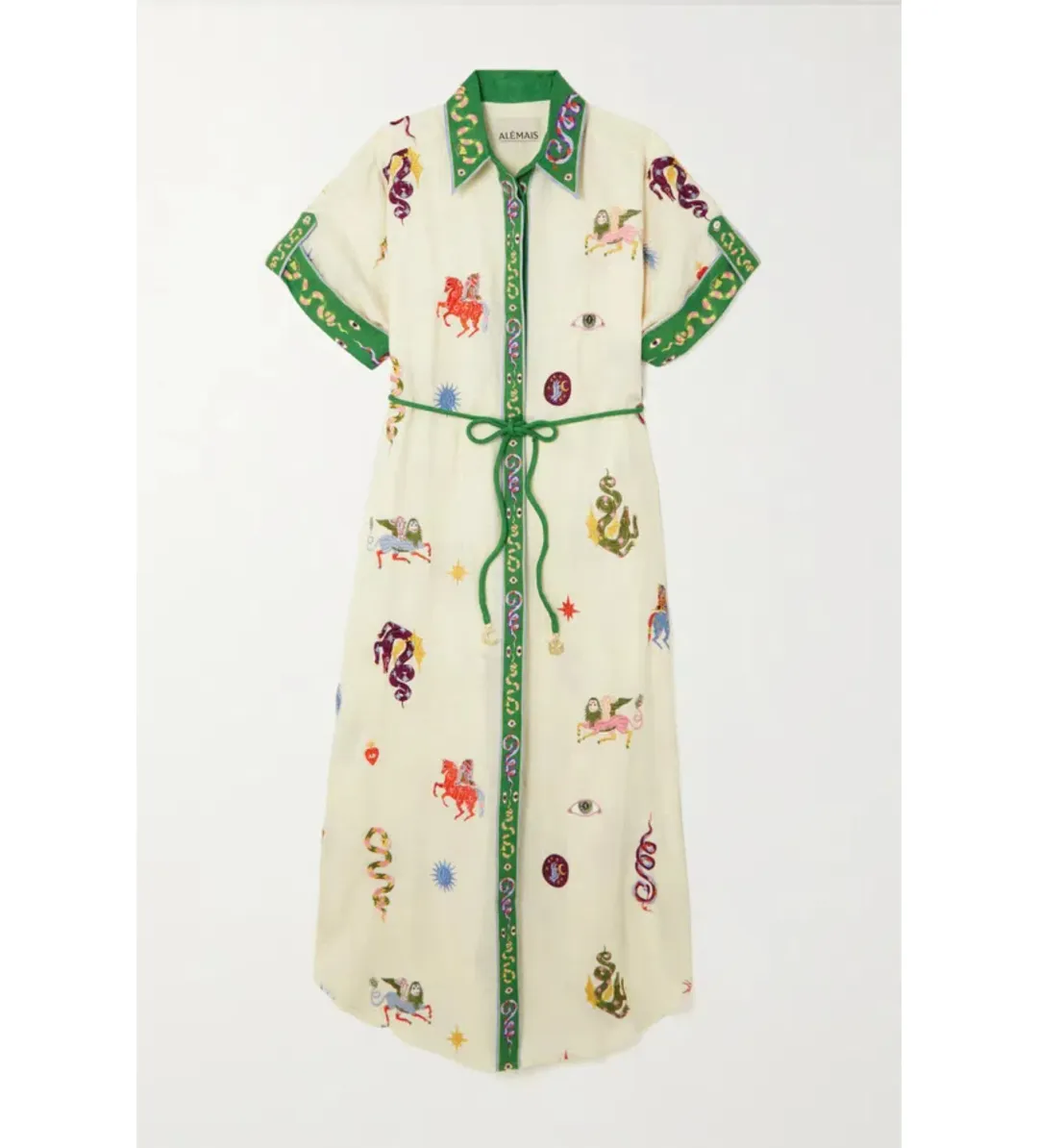 Alemais Seeker Embroidered Midi Shirt Dress Multi Print Size AU 10 for rent on The Volte - main image
