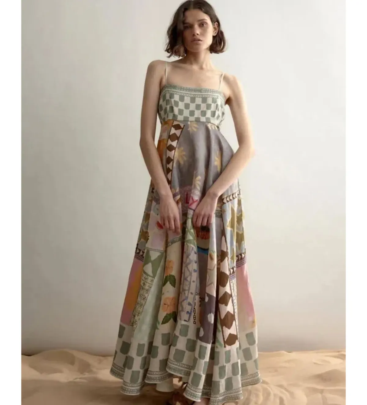 Alemais Emma Gale Maxi Sundress Multi Print Size AU 12 for rent on The Volte - main image