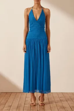 Shona Joy Leilani Halter Tie Midi Dress in Pacific Dress Blue Size 14 for rent on The Volte - image 1