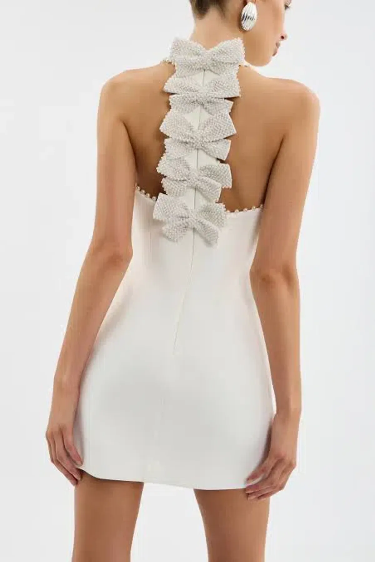 Rebecca Vallance Therese Bow Mini Dress White Size 6 - Image 4