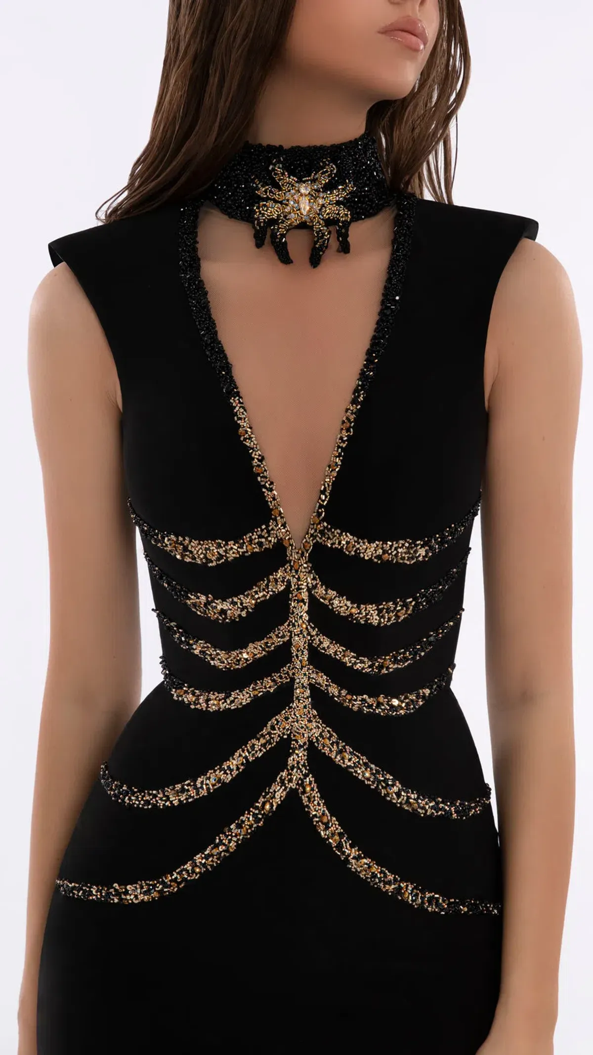 Albina Dayla Halter Neck Spider Dress Black Size 12 - Image 3