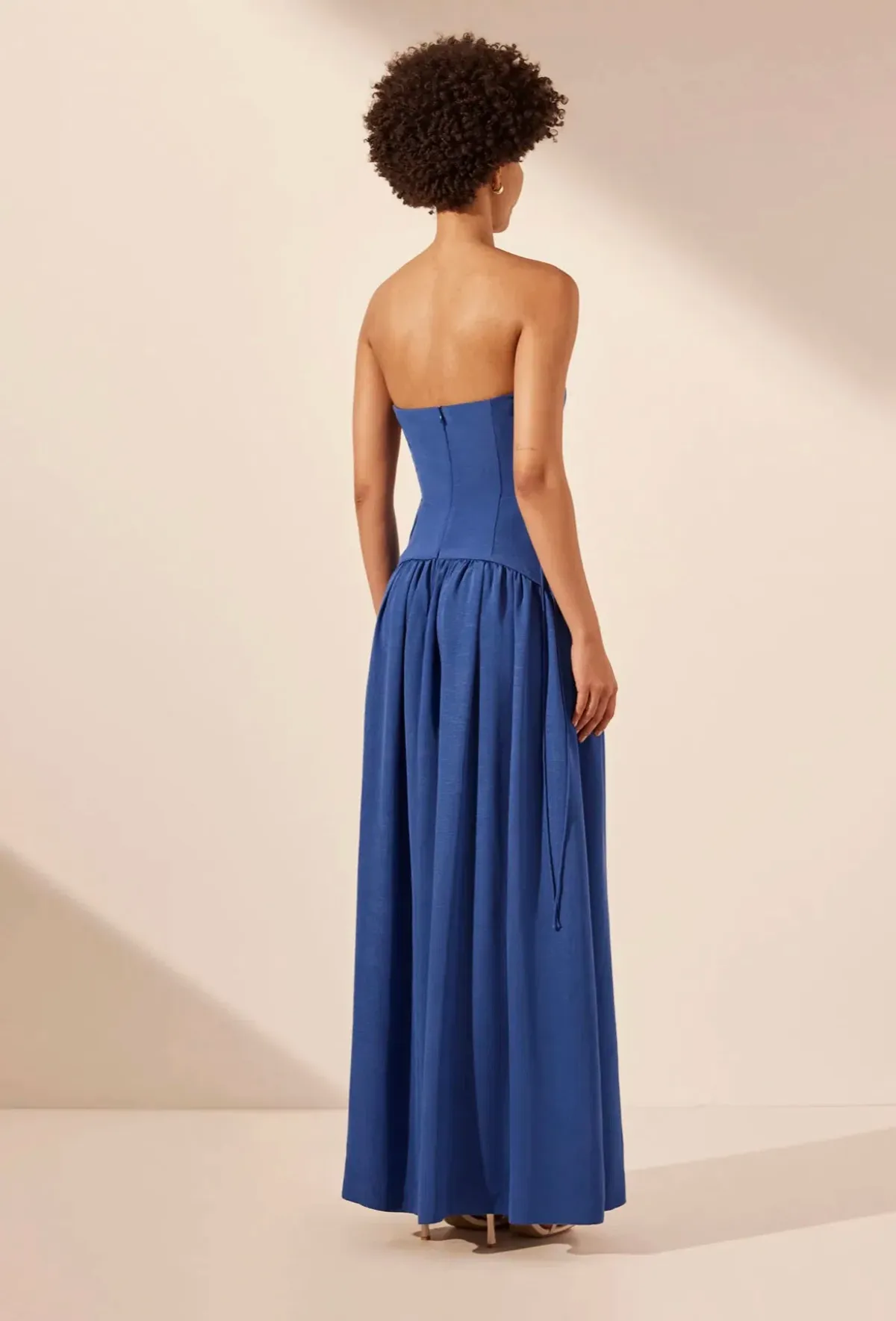 Shona Joy Vento Lace Up Strapless Maxi Dress in Cobalt Blue Size 10 - Image 3