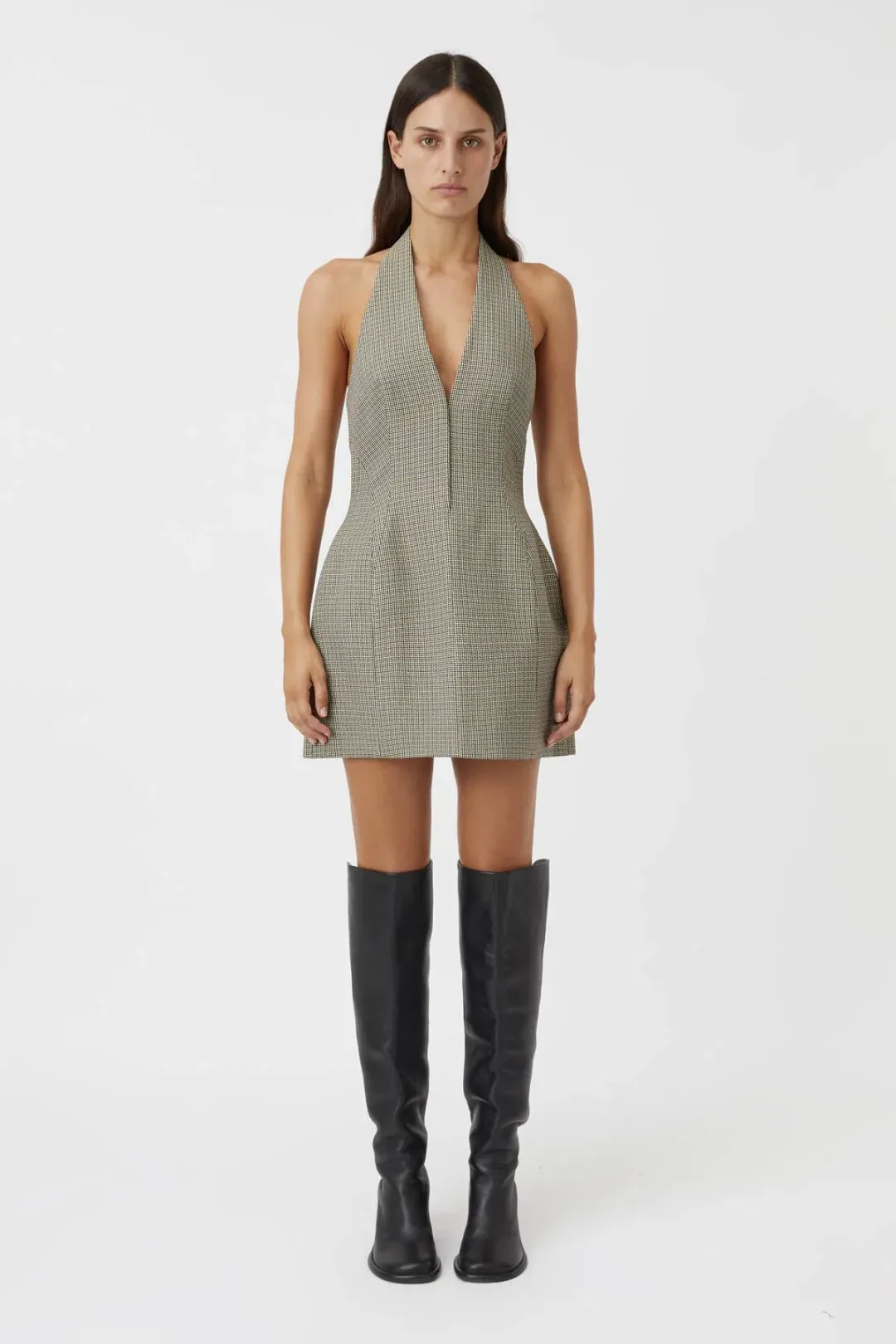 Camilla and Marc Banks Mini Dress Black Houndstooth Size 8 for rent on The Volte - main image