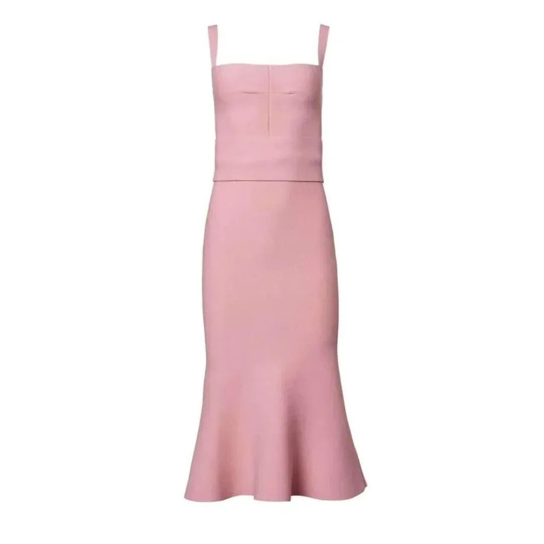 Scanlan Theodore Crepe Knit Bralette Dress Pink Size 10 for rent on The Volte - main image