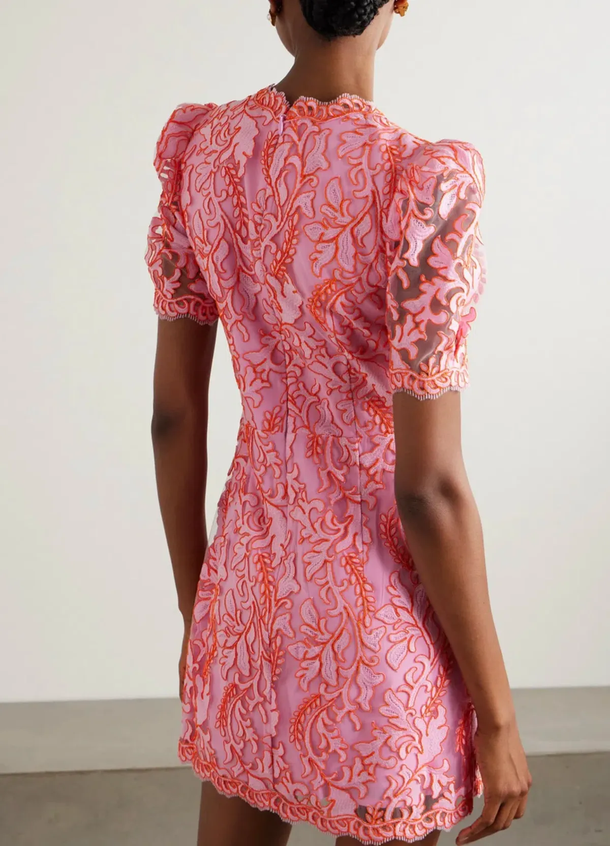 Rebecca Vallance Maribella Bow Detailed Embroidered Tulle Mini Dress Pink Size 10 - Image 2