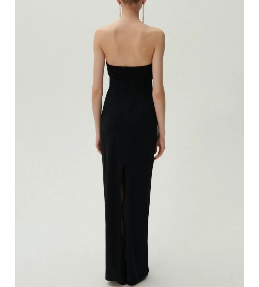Magda Butrym Strapless Flower Appliqué Maxi Dress Black Size 6 for rent on The Volte - main image