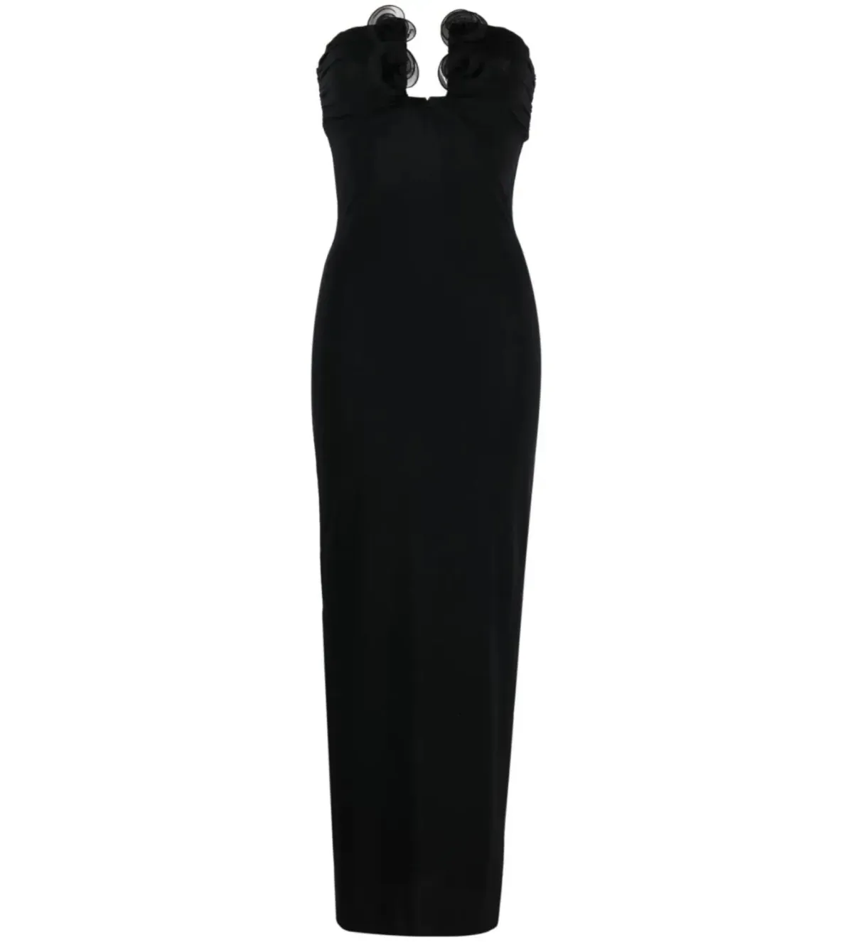 Magda Butrym Strapless Flower Appliqué Maxi Dress Black Size 6 - Image 3