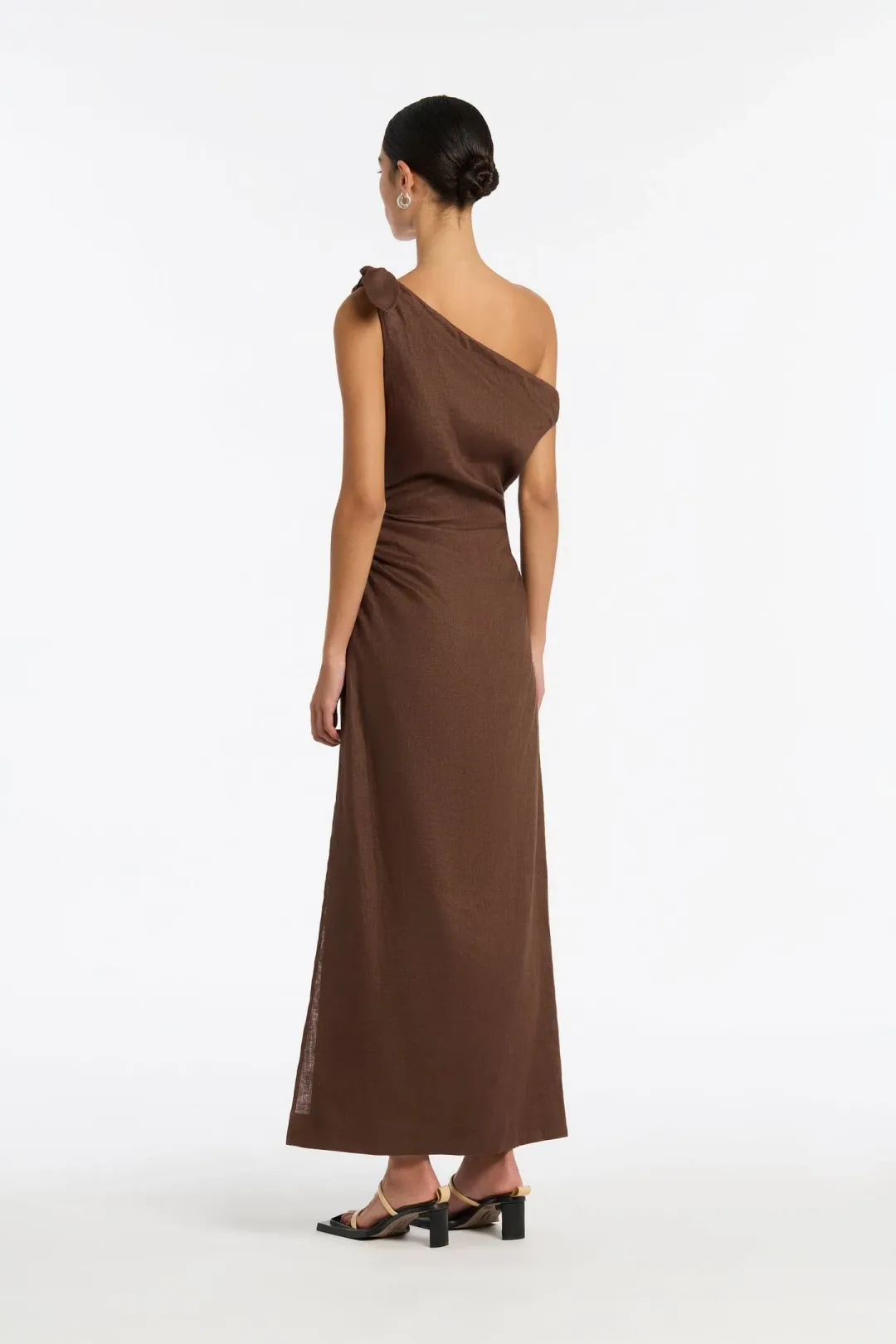 Sir The Label Bettina Off Shoulder Midi Dress Chocolate Brown Size 2 / AU 10 for rent on The Volte - main image
